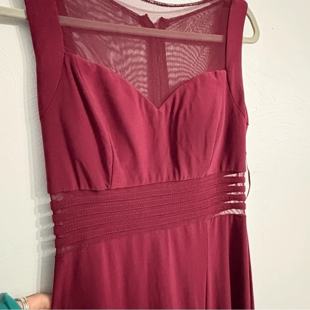 nightway red dress Nightway Burgundy Maroon High Neck Mesh Cutout Dress | Prom | Wedding